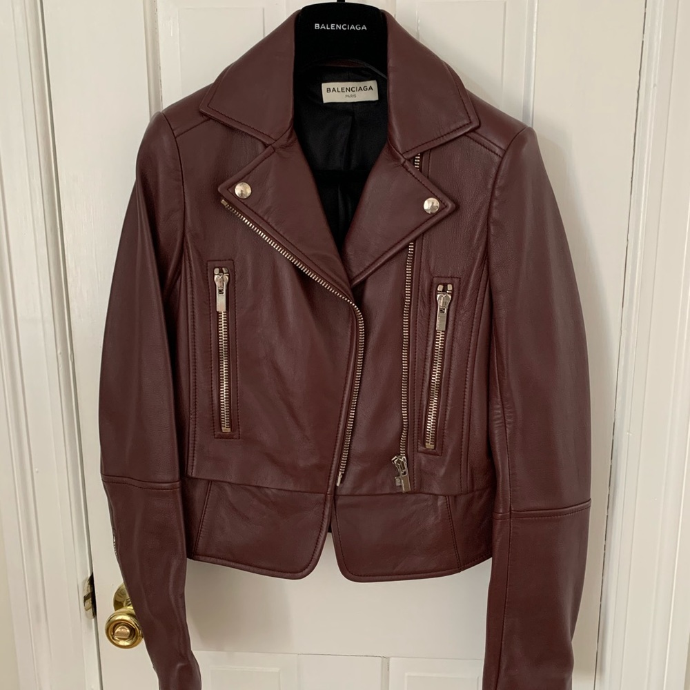 NWT Balenciaga Dark Red leather jacket